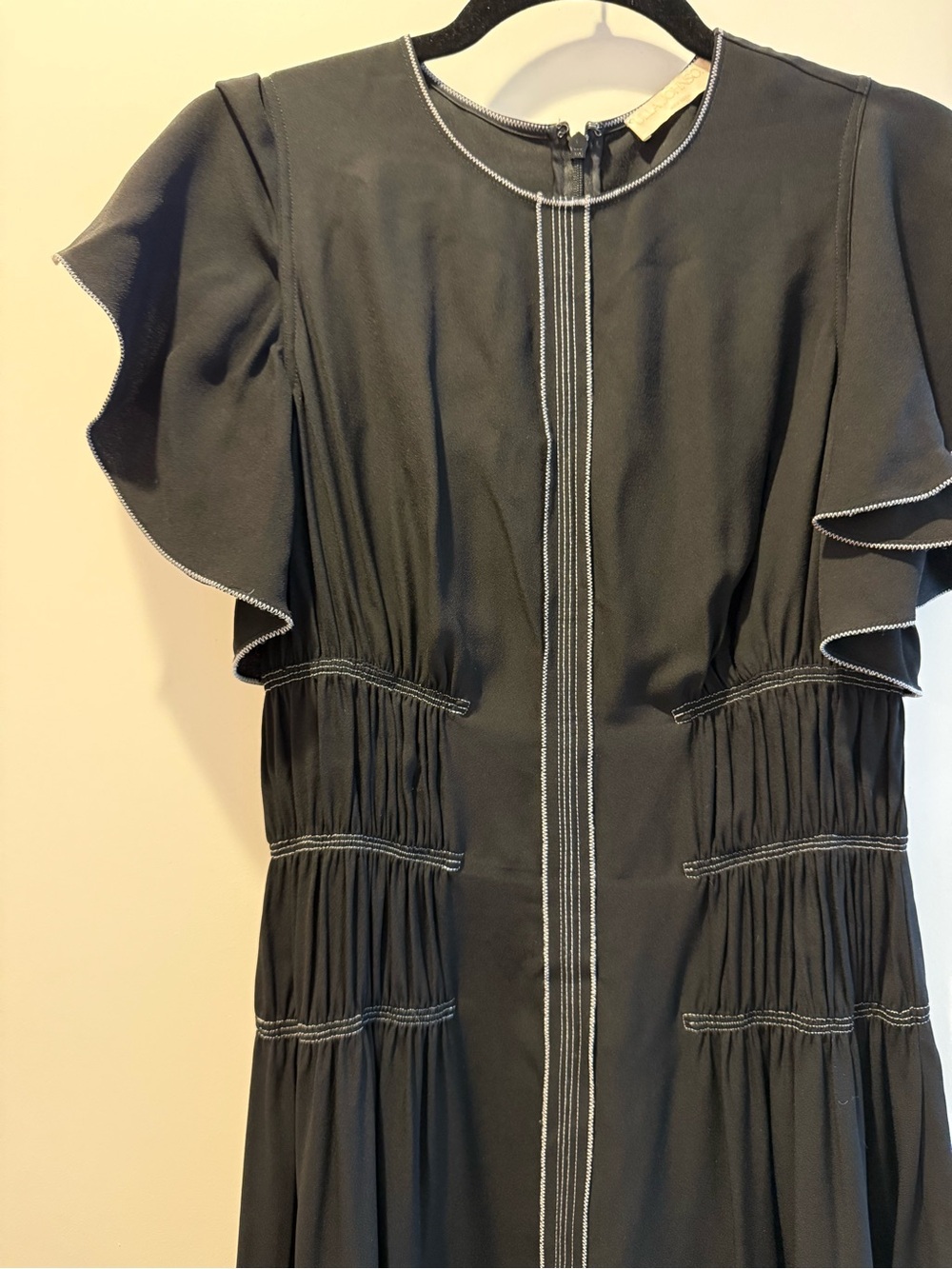 Ulla Johnson Black Midi Dress with Ruffle Sleeves - Picture 2 of 6